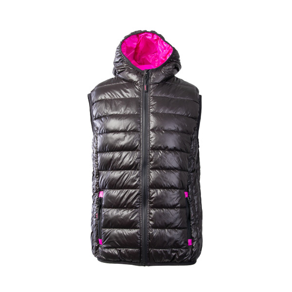 QUEEN kamizelka ocieplana czarno-różowa